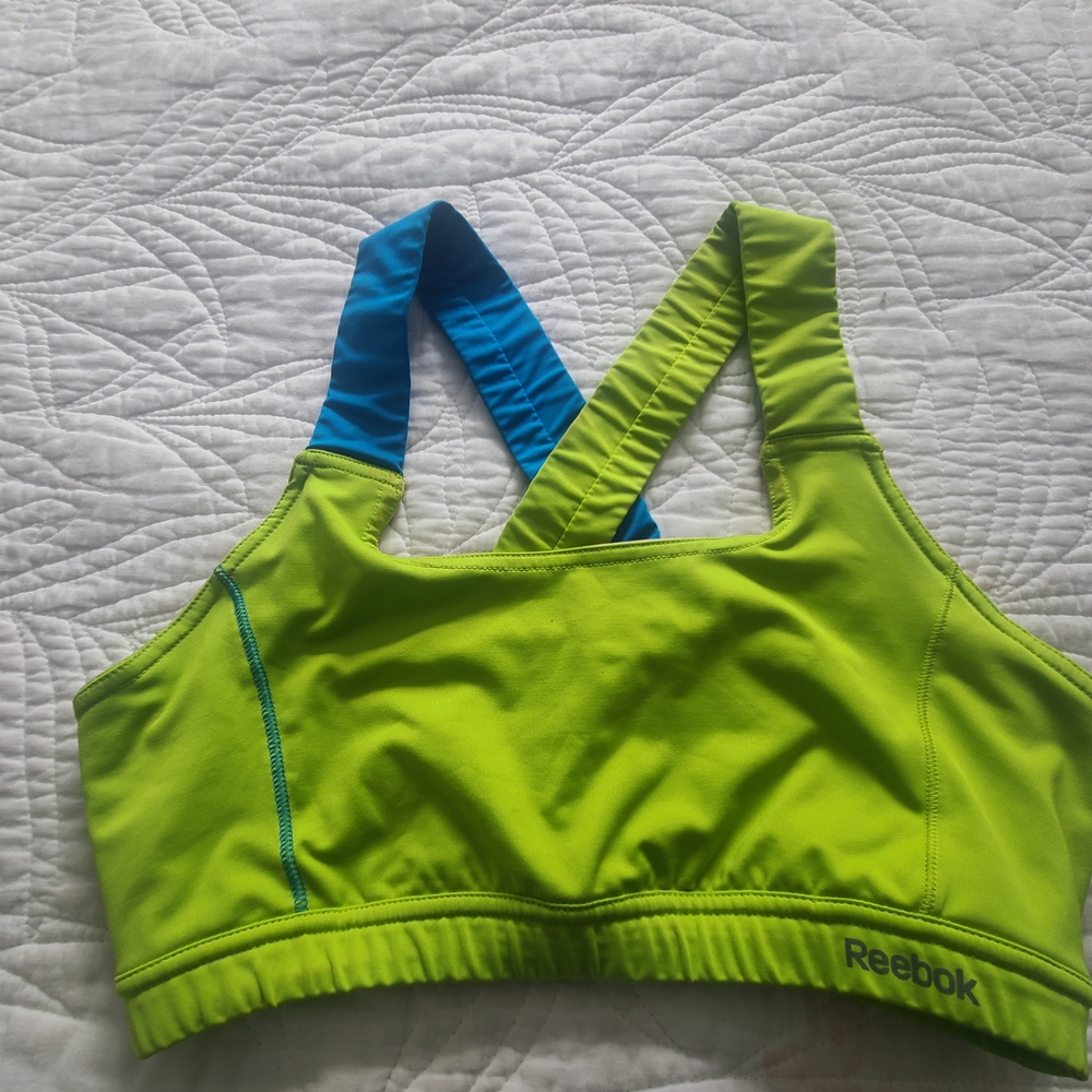 Reebok Lime Green and Blue Sports Bra